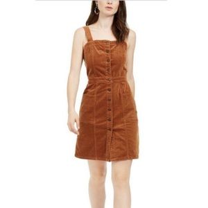 FREE PEOPLE Burnt Orange Corduroy Jumper Overall Dress EUC